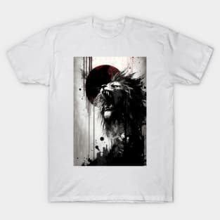 Lion Roaring Into The Night Sky T-Shirt